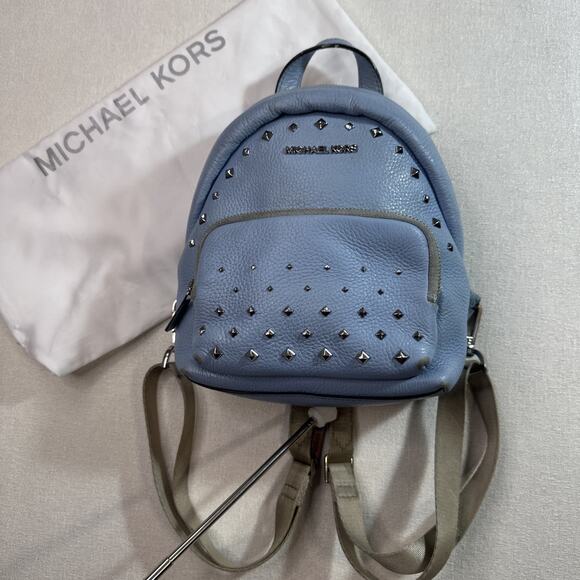 Michael Kors Erin Small Convertible Backpack Sky Blue Studded Leather - Picture 2 of 16